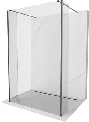 Produktbild von Mexen Kioto freistehende Duschwand 125 x 30 x 30 cm, transparent, gebürstetes Gun Gray - 800-125-030-222-66-00-030