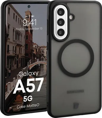 Produktbild von Handyhülle mit Magnetring für Galaxy A57 5G, Bizon Case MatteO, Getönt-Schwarz
