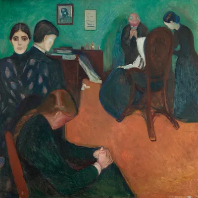 Produktbild von Edvard Munch Kunstdruck Bild - Der Tod Im Krankenzimmer, 1893 (40 x 40 cm)