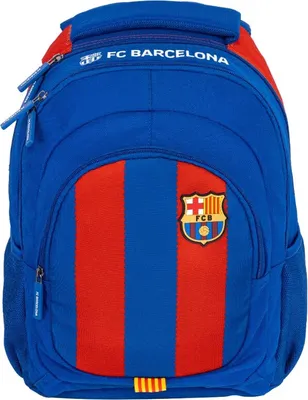 A backpack with FC Barcelona branding.