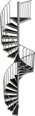 Produktbild von Spindeltreppe Ø 130 cm | Höhen: 414-431 cm | 22 Stufen, ein Podest | WPC-Stufenbelag, Feuerverzinkt