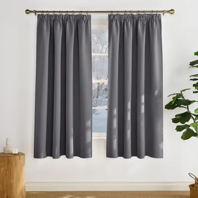 Zdjęcie produktu dla Zasłony gęsto zaciemniające, szare, z falbaną, zestaw 2 sztuk, wymiary: 160 cm wysokości x 140 cm szerokości