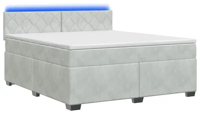 Obrázok produktu pre vidaXL Posteľ s pružinovou základňou, matracom a LED osvetlením, svetlosivá, 180 x 200 cm, s čalúnením z velúru