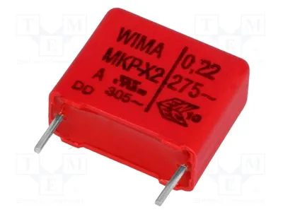 Obrázek produktu pro 2x Kondenzátor: X2, 10%, 15 mm, 8x15x18 mm, 220 nF, 305 VAC, typ MKX2AW32204F00KSSD