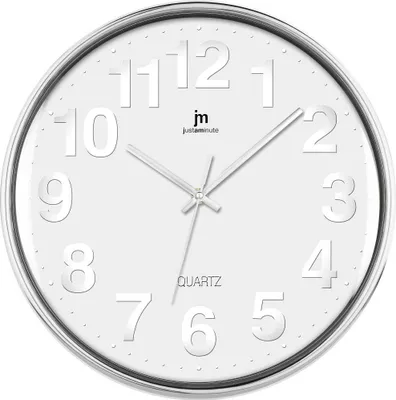 Produktbild von Lowell 00816, Wand, Quarzuhr, Kreis, Chrom, Weiß, Kunststoff, 35,5 cm
