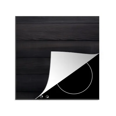 Produktbild von KitchenYeah© Herdabdeckplatte Schwarzer Hintergrund mit einer Plankenstruktur , 78x78cm, Küche Deko, Glaskeramikkochfeld Herdabdeckung, Abdeckplatte fùr Kochfeld