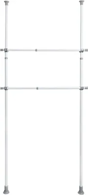 Zdjęcie produktu dla Wieszak na ubrania - zestaw 2 sztuki - wysuwany - stalowy - 3 sztuki, wymiary 75-120 x 3 cm - biały