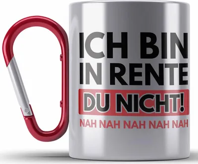 Produktbild von Trendation - Renter Edelstahl Tasse Karabiner mit Spruch Ruhestand Geschenk Rente Mann Lustig Renteneintritt Abschiedsgeschenk Pension Sprüche (Rot)