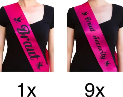 Produktbild von Oblique Unique Schärpe Braut + Braut Security Set JGA Hen Party Bride to be pink