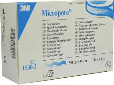 Produktbild von Micropore Vliespfl.5 cmx9,1 m weiß 1530-2 6 St