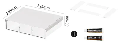 Imagen del producto de INF Cajón Bajo Escritorio — Organizador Extraíble Autoadhesivo Oculto, PET+ABS Blanco Grande