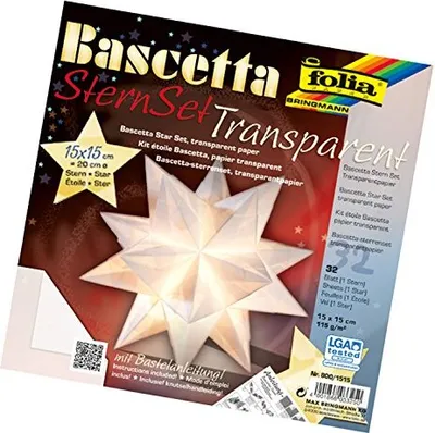 Produktbild von folia Faltblätter Bascetta-Stern, weiß-transparent 150 x 150 mm