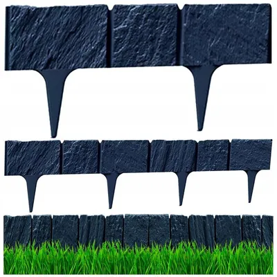 Produktbild von 390 cm Gartenpalisaden-Raseneinfassung aus Spaltsteinen, Anthrazit