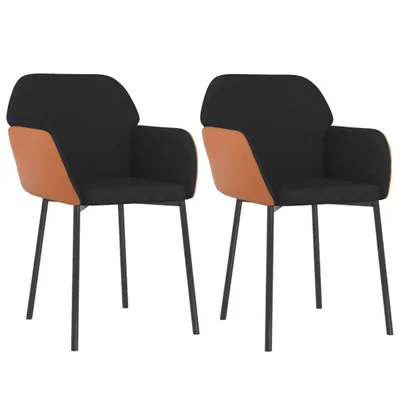 Image de vidaXL Chaise de salle à manger 2 pcs. noir tissu et similicuir