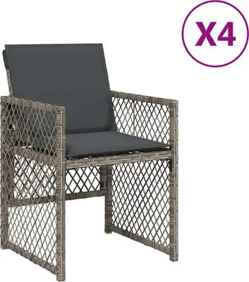 Image de vidaXL Chaises de jardin avec coussins 4 pcs. Gris Poly Rattan
