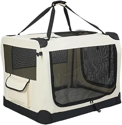 Image de Cage de transport pour chien - Panier de voyage pour animaux de compagnie - Transport sûr - Conception pliable - 50 x 35 x 35 cm - Gris