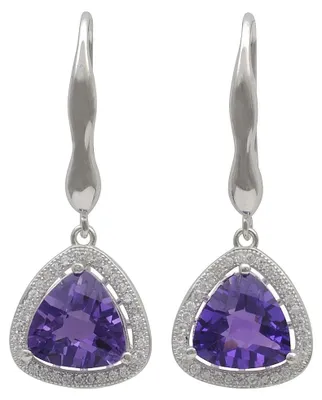 Produktbild von Ohrringe Ohrhänger Amethyst lila violett & Zirkonia rundum 925 Silber Damen