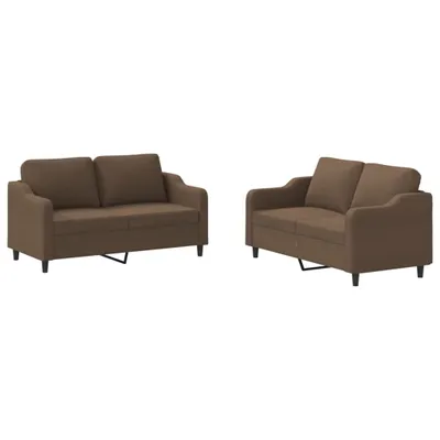 Produktbild von vidaXL 2-tlg. Sofagarnitur mit Kissen Braun Stoff