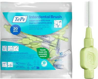 Produktbild von 20-Pack TePe Interdentalbürsten Extra Soft Grün, ISO-Größe: 5, 0,8mm, inkl. Schutzkappen