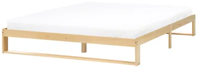 Obrázek produktu pro BELIANI Postel světle hnědá borovicové dřevo 180 x 200 cm s čelem lamelovým rošt moderní skandinávský styl ložnice dětský pokoj