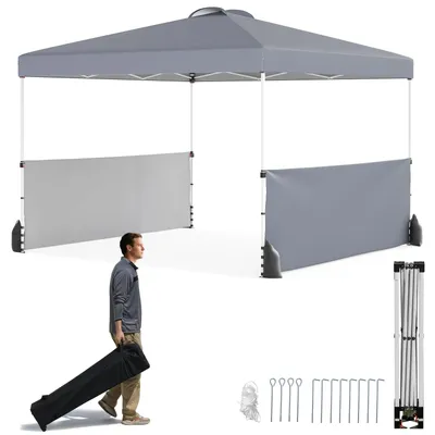 Produktbild von GOPLUS 3x3 m Pop-Up-Pavillon, höhenverstellbarer Faltpavillon mit Seitenwänden & Tragtasche, faltbarer Gartenpavillon mit 4 Sandsäcken, Grau