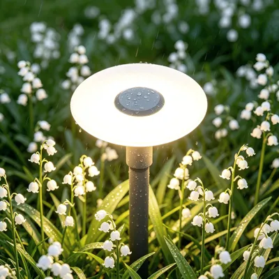 Produktbild von Mai & Mai Wegeleuchten außen Lampenschirm aus Acryl ⌀300 X H804 mm Pollerleuchte 3000K Außenlampe für Garten Sandgrau dunkel 6W IP65 StellaeLights