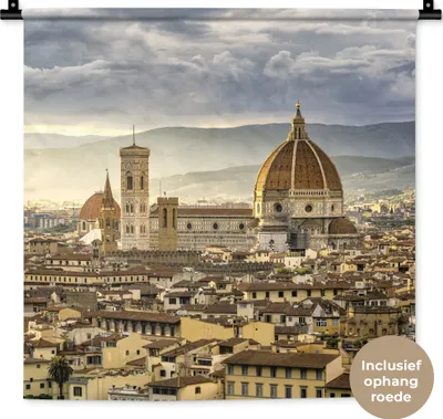 Produktbild von MuchoWow® Wandteppich Wandbehang Italien - Sonnenuntergang - Florenz 60x60 cm Tapisserie Dekoration Wandtuch - Dekorationen - Wand Decke