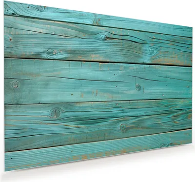 Produktbild von Glasbild 45x30cm in XXL für Wohnzimmer, Schlafzimmer Motiv Holzplanken Türkis