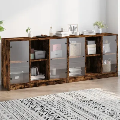Immagine prodotto di vidaXL Libreria con ante in rovere fumé 204x37x75 cm materiale a base di legno