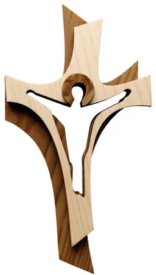 Wandkreuz aus Fichtenholz, 19 cm, modernes Design