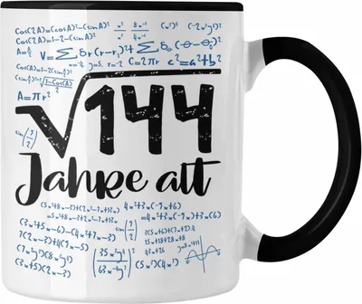 Produktbild von Trendation - 12. Geburtstag Geschenk Tasse Quadratwurzel 144 12er Lustige Idee Mathematiker (Schwarz)