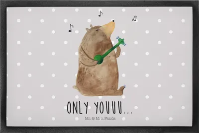 Produktbild von Mr. & Mrs. Panda fußmatte Bär Gitarre 50 x 75 cm - Grau Pastell - Geschenk, Fußabtreter, Gummimatte, Schmutzfangteppich, Teddy, Schmutzfänger, bodenmatte