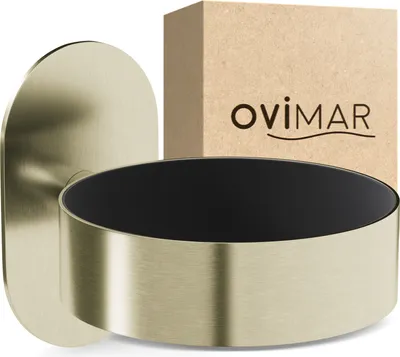 Produktbild von ovimar Haartrocknerhalter Godalen | Edelstahl | gold | mit Wandmontage ohne Bohren | mit Fönpolsterung | zum Kleben | Föhn Halterung im Badezimmer | | perfektes Bad Zubehör