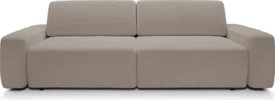 Produktbild von DomoHome Sofa 4-Sitzer, Freistehend, Bettkasten, Polsterung aus PUR-Schaum, Silikonfüllung, Stoff Raven, Schlaffunktion: 120x200cm, Größe: 257x82x105cm, Cappucino