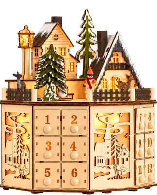 Produktbild von Adventskalender Holz zum Befüllen,DIY Musikalisches Weihnachtskalender mit 24 Türchen,LED-Beleuchtung,Weihnachtsdorf Weihnachtsdeko Wiederverwendbar