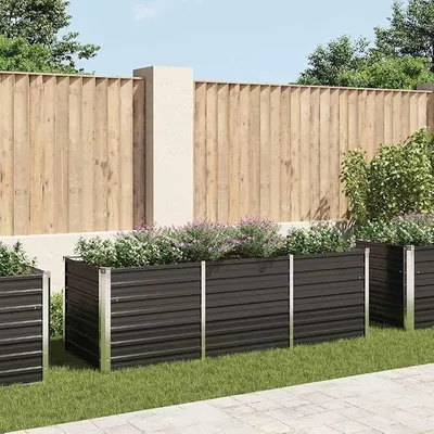 Imagen del producto de Cama elevada para jardín, color antracita, 240 x 80 x 77 cm, acero galvanizado