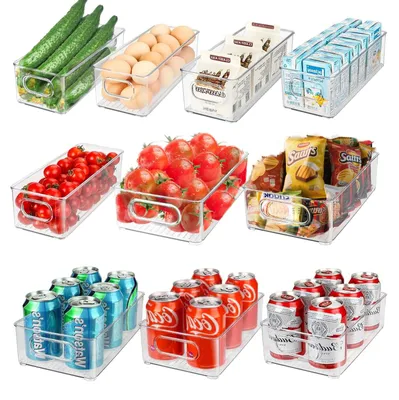 Produktbild von Omgoods – Set aus 6 transparenten Aufbewahrungsboxen für den Kühlschrank mit Griff