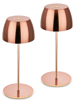 Produktbild von Briloner Serina Mini Mini LED Tischlampe kabellos IP44, 2er Set, Dimmbar, Touch, Spritzwasserschutz, Kabellos, Kupferfarbig, Ø8 x 20 cm