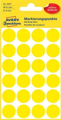 Produktbild von Avery Markierungspunkte, gelb, permanent, Gelb, Kreis, Papier
