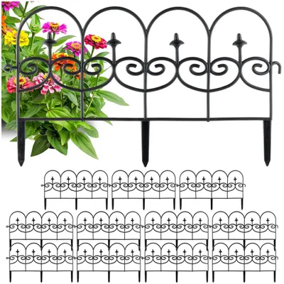 Immagine prodotto di Vilde | Bordura per aiuole - Set da 12 pezzi - 59,5x24 cm - Resistente agli agenti atmosferici - Plastica - Recinzione da giardino nera