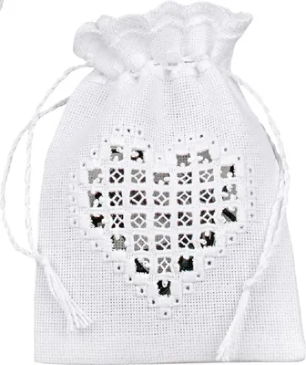 Zdjęcie produktu dla Permin liczony zestaw do ściegu woreczkowego Hardanger "Biały II", 10,5x15cm