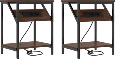 Produktbild von "2026 MODERNE"Nachttisch 2er Set, für Schlafzimmer - elegantes Design - Nachtkommode - Braun Eichen-Optik 38x30x48cm - Nachttische & -schränke NeuMöbel492929