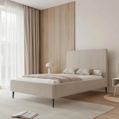 Produktbild von Polsterbett BONZO II 160x200 Cappuccino Kord Stoff mit Bettkasten & Lattenrost