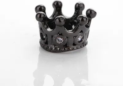 Obrázok produktu pre Veľké dierkované korálky Charm 5 kusov, korunka 10,8 x 7,2 mm, čierna s priehľadnými kamienkami