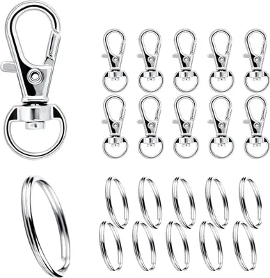 Produktbild von 10 Stück Schlüsselanhänger Karabiner, Karabinerhaken Klein mit Drehgelenk Schlüsselkarabiner Key Ring Metall für DIY Keychain Anhänger Basteln