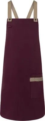 Produktbild von Karlowsky Latzschürze URBAN-LOOK Kreuzbänder Tasche 70 x 85 cm unisex Polyester/Baumwollmix waschecht Aubergine