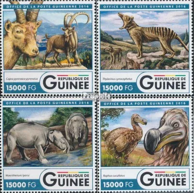 Produktbild von Briefmarken Guinea 2016 Mi 12051-12054 (kompl. Ausgabe) postfrisch Ausgestorbene Tiere