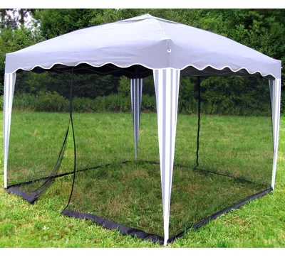 Produktbild von Insektenschutz in Schwarz mit Reißverschlüssen für 3 x 3 m Pavillon