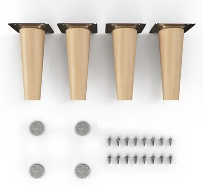 Produktbild von 4x sossai Holzfüße rund - gerade Ausführung 12cm Buche Öl-Finish