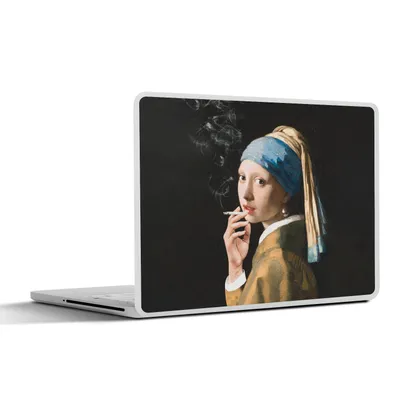 Produktbild von MuchoWow® Laptop Aufkleber Sticker Cover Das Mädchen mit dem Perlenohrring - Vermeer - Zigarette 36.5x27.5 cm - Laptop-Sticker